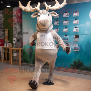 Silver Elk mascot costume character dressed with Running Shorts and Gloves