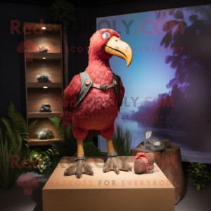 Maroon dodo bird mascot costume character dressed with Polo Shirt and Anklets