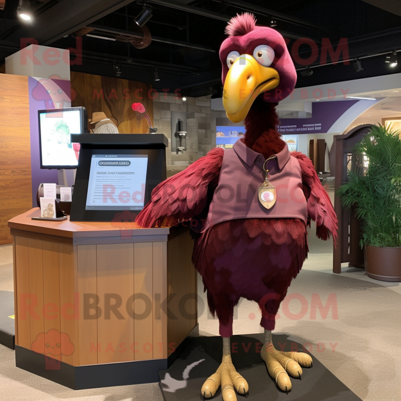 Maroon dodo bird mascot costume character dressed with Polo Shirt and Anklets