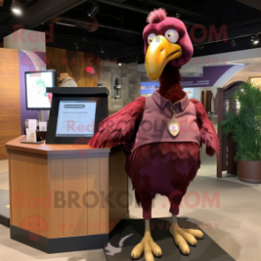 Maroon dodo bird mascot costume character dressed with Polo Shirt and Anklets