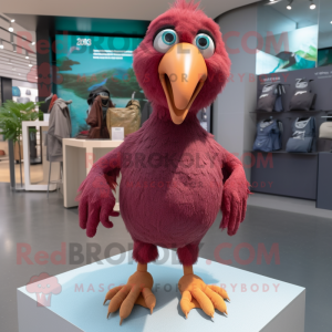 Maroon dodo bird mascot costume character dressed with Polo Shirt and Anklets