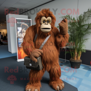 Brown Orangutan mascot costume character dressed with Blazer and Backpacks