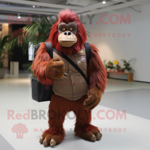 Brown Orangutan mascot costume character dressed with Blazer and Backpacks