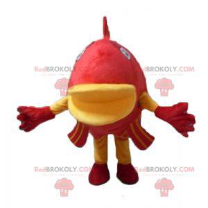 Mascotte pesce gigante rosso e giallo molto impressionante -