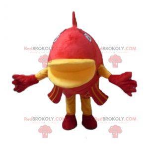 Mascotte pesce gigante rosso e giallo molto impressionante -