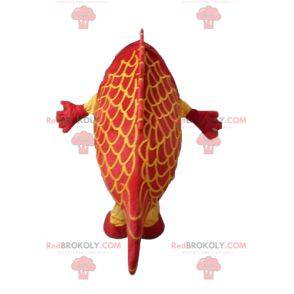 Mascotte pesce gigante rosso e giallo molto impressionante -