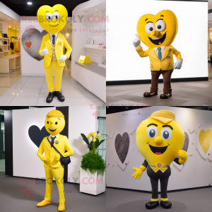 Yellow Heart maskot kostume...