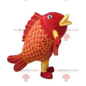Mascota de pez rojo y amarillo gigante muy impresionante -