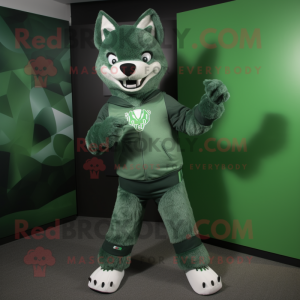 Green say wolf mascot costume character dressed with Leggings and Ties