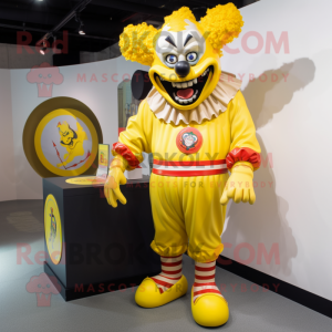 Geel kwaad clown mascotte...