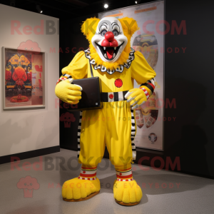 Geel kwaad clown mascotte...