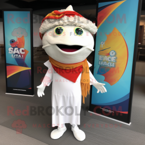 White Fish Tacos mascot costume character dressed with Rash Guard and Scarf clips