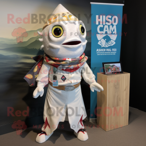 White Fish Tacos mascot costume character dressed with Rash Guard and Scarf clips