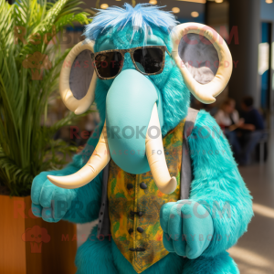 Turquoise Mammoet mascotte...