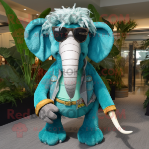 Turquoise Mammoet mascotte...