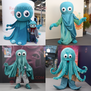 Teal Octopus maskotdräkt...