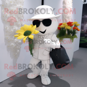 Hvid buket blomster maskot...