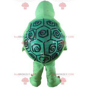Mascotte de tortue orange et verte toute ronde très réussie -