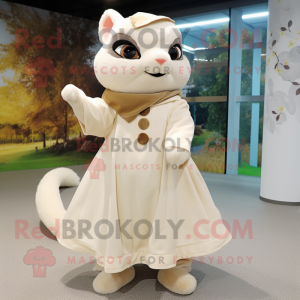 Cream Flying Squirrel mascot costume character dressed with A-Line Skirt and Foot pads