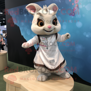 Cream Flying Squirrel mascot costume character dressed with A-Line Skirt and Foot pads