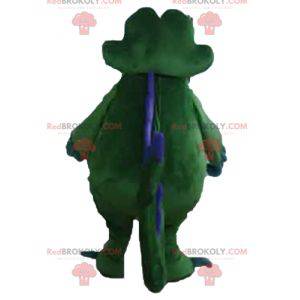 Mascota de cocodrilo gigante verde y azul muy divertida -