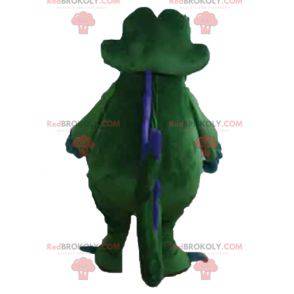 Mascotte coccodrillo gigante verde e blu molto divertente -