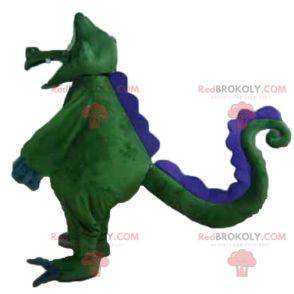 Mascote gigante crocodilo verde e azul muito engraçado -
