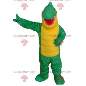 Mascote gigante crocodilo verde e amarelo - Redbrokoly.com