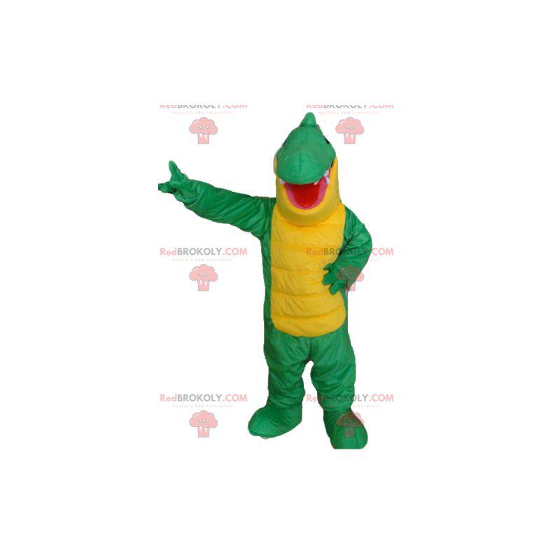 Kjempegrønn og gul krokodille maskot - Redbrokoly.com