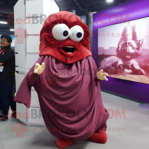 Maroon Fried Calamari mascot costume character dressed with Joggers and Wraps