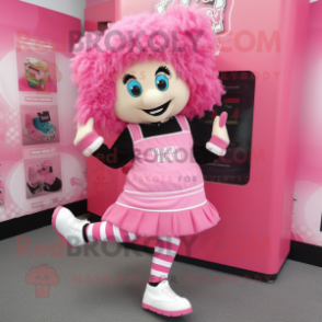 Pink Irish dancing shoes mascot costume character dressed with Vest and Beanies