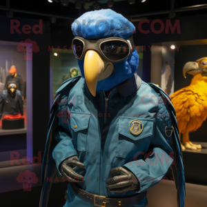 Navy Macaw maskot drakt...