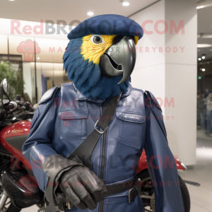 Navy Macaw maskot drakt...