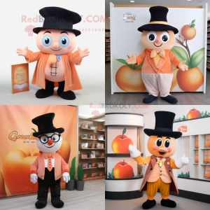 Peach Magician mascot costume character dressed with Oxford Shirt and Beanies