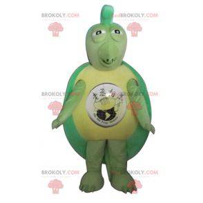 Mascote tartaruga verde e amarela original e engraçada -