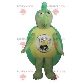 Original and funny green and yellow turtle mascot -