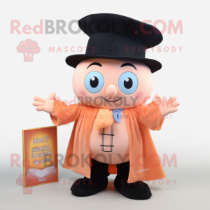 Peach Magician mascot costume character dressed with Oxford Shirt and Beanies