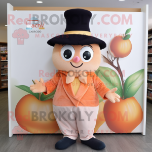 Peach Magician mascot costume character dressed with Oxford Shirt and Beanies