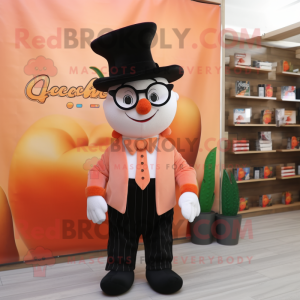 Peach Magician mascot costume character dressed with Oxford Shirt and Beanies