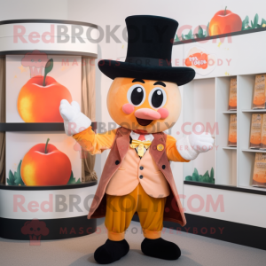 Peach Magician mascot costume character dressed with Oxford Shirt and Beanies