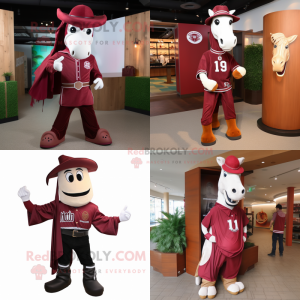 Maroon Horseshoe mascot costume character dressed with Long Sleeve Tee and Ties