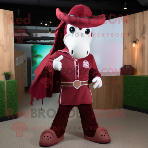 Maroon Horseshoe mascot costume character dressed with Long Sleeve Tee and Ties