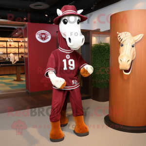 Maroon Horseshoe mascot costume character dressed with Long Sleeve Tee and Ties