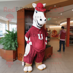 Maroon Horseshoe mascot costume character dressed with Long Sleeve Tee and Ties