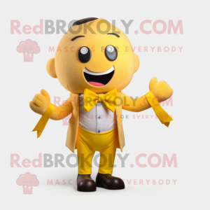 Yellow Rainbow mascot costume character dressed with Blazer and Bow ties
