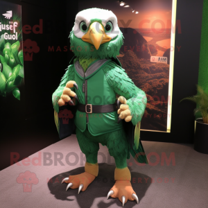 Forest Green Falcon mascot costume character dressed with Rash Guard and Clutch bags
