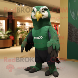 Forest Green Falcon mascot costume character dressed with Rash Guard and Clutch bags