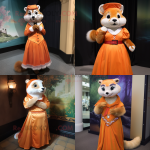 Orange Ferret mascot costume character dressed with Empire Waist Dress and Cummerbunds