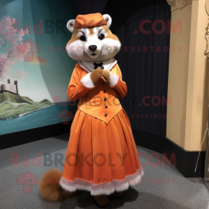 Orange Ferret mascot costume character dressed with Empire Waist Dress and Cummerbunds