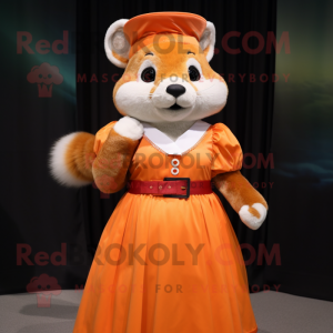 Orange Ferret mascot costume character dressed with Empire Waist Dress and Cummerbunds